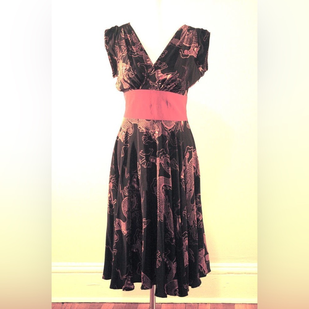 SOLD Trashy Diva Alison Dragons 100% Silk Dress size Large